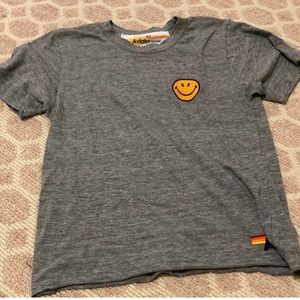 Gray smiley face, lightning bolt aviator nation xs